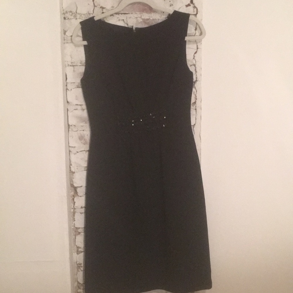 Black cocktail dress with beaded waist